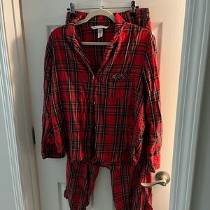Victoria's Secret Red and Green Plaid Pajama Top